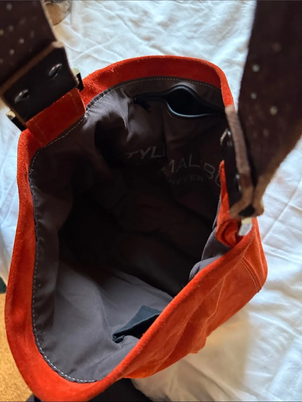 Tylie MalibuStudded Strap Red Suede Hobo Bag - Picture 2 of 4